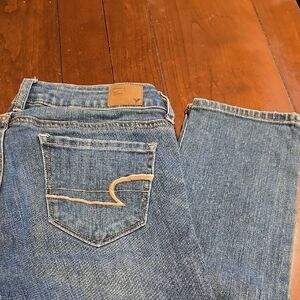 Blue Denim Jeans with Embroidered Pocket